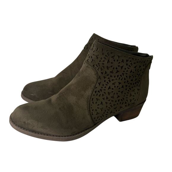 Carlos Santana Boots sz 8.5 Olive Green Embroidered #M523 - Picture 3 of 7